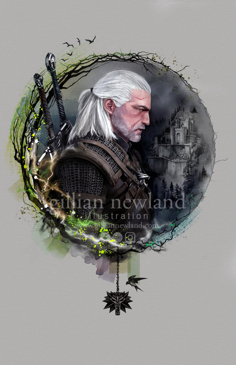 The Witcher video Game Drawing Print -  Hong Kong